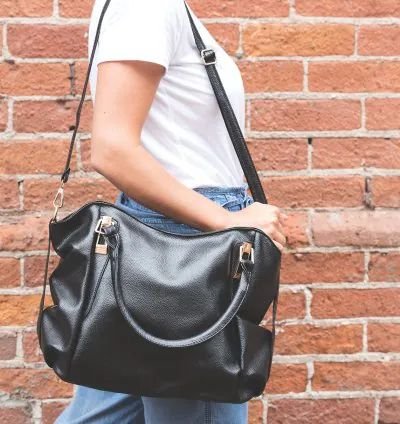 Black bag over the shoulder